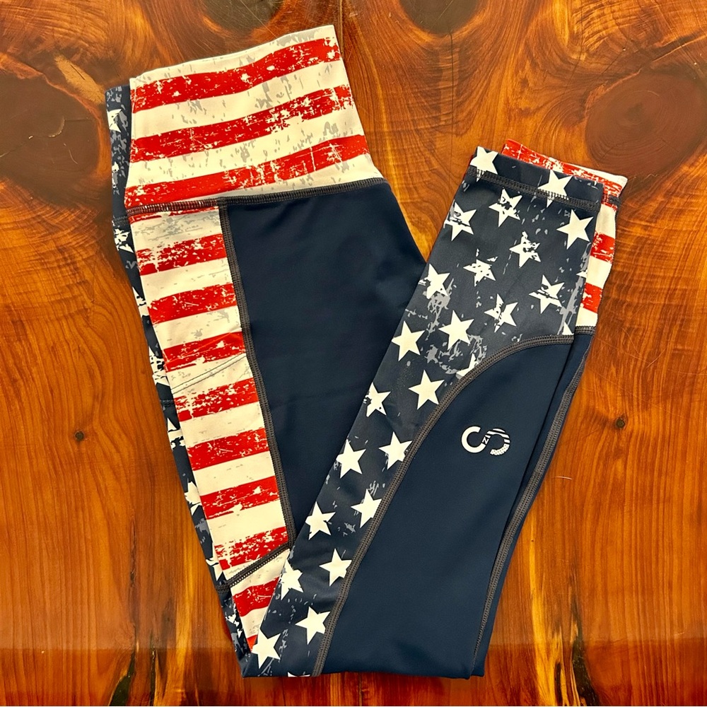 Curves N Combatboots Red White Blue Leggings Small (With Pockets)